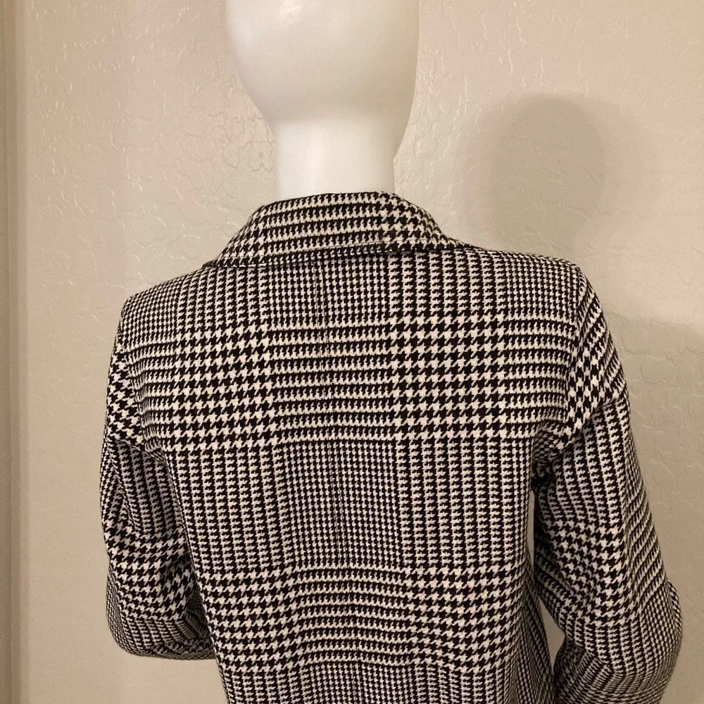 Ralph Lauren Black/White Reversible Button Down Wool Blend Pea Coat Petite Small